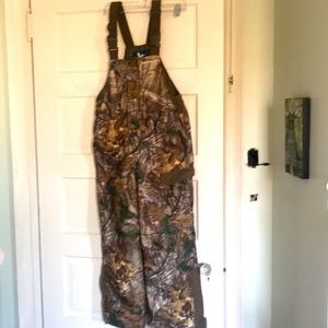 Youth camouflage insulated overalls.